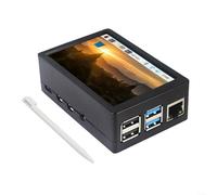 Besshepplo 3.5 pulgadas 320x480 TFT pantalla táctil resistiva LCD Monitor con caja ABS y ventilador para Raspberry Pi 4 Modelo B (C)