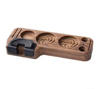 Besshepplo Base de madera ABS para espresso con 7 portafiltros de almacenamiento con múltiples agujeros para accesorios de café, acabado de nogal blanco y negro, pulido fino, uso en café en casa