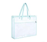 Besshepplo Bolsa de proyectos de costura, organizador de acolchado con asa, malla de PVC, bolsa transparente con cremallera para nociones de tela, herramientas, patrones, suministros de manualidades