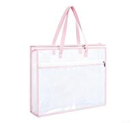 Besshepplo Bolsa de proyectos de costura, organizador de acolchado con asa, malla de PVC, bolsa transparente con cremallera para nociones de tela, herramientas, patrones, suministros de manualidades