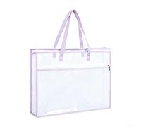 Besshepplo Bolsa de proyectos de costura, organizador de acolchado con asa, malla de PVC, bolsa transparente con cremallera para nociones de tela, herramientas, patrones, suministros de manualidades