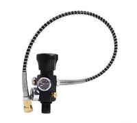 Besshepplo Buceo al aire libre 18mm 5/8 7/8 doble pantalla adaptador de llenado de aire con manguera de resorte de 24 pulgadas y conector rápido de 8 mm para sistemas SCBA SCBA 6000 PSI (negro) -M18