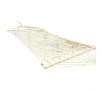 Besshepplo Cama colgante doble con cuerda de algodón suave y barras separadoras de madera dura para exteriores, jardín, patio, césped, patio, patio, tumbona, asiento de columpio, soporta 400 libras