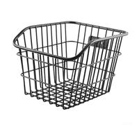 Besshepplo Cesta trasera de hierro para bicicleta, gran capacidad, 38 x 31 x 26 cm, con bloque reflectante para ciclismo, portaequipajes, comestibles, picnic, almacenamiento, color negro, resistente