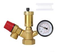 Besshepplo Conjunto de grupo de seguridad de caldera de latón que incluye válvula de alivio de presión y ventilación de aire, tanque de agua de escape automático, válvula integrada