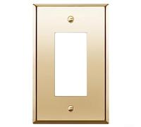 Besshepplo Cubierta de interruptor de luz de latón cepillado, placa de pared de metal de 1 banda, panel de salida decorativo para sala de estar, dormitorio, baño, cocina, acabado antideslustre, fácil