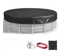 Besshepplo Cubierta redonda para piscina, fácil mantenimiento, impermeable, con sistema de fijación para piscinas de poliéster de 6 pies, 8 pies, 10 pies, 12 pies, 15 pies, 16 pies