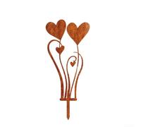 Besshepplo Estaca de flores de metal rústico para jardín, decoración vintage de hierro forjado para exteriores, patio, césped, camino, cama de flores, resistente a la intemperie, inserto de paisaje de