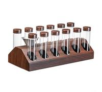 Besshepplo Estante de almacenamiento de café con 6 o 12 tubos de vidrio de una sola dosis, base de acero inoxidable y embudo para organización de granos de café (12 tubos)
