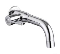 Besshepplo Grifo de acero inoxidable en la pared de un solo giro frío rotación de 360 grados con antiaireador para baño, fregadero de cocina, acabado plateado, manija de palanca de fácil instalación