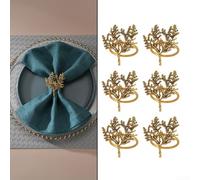 Besshepplo Juego de 6 servilleteros de rama dorada, elegante decoración de metal para mesa de comedor, boda, fiesta, vacaciones, celebraciones, soporte de aleación de zinc con acabado brillante