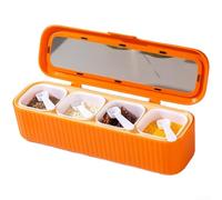 Besshepplo Juego de cajas de condimentos integradas de 4 rejillas, contenedor de especias dividido sellado con cucharas medidoras, ventana transparente, organizador de almacenamiento de cocina para