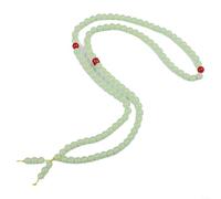 Besshepplo Juego de collar de 108 cuentas de jade blanco verde profundo con cuentas pulidas, cuerda de fibra de basalto ajustable de 41 a 50 cm y hebilla de acero 316L para reuniones de negocios y C