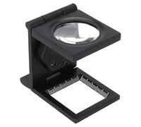 Besshepplo Lupa de inspección plegable de tela metálica con dos luces LED y marco de aleación de zinc de escala Lente de vidrio de alta definición para visualización de detalles de tela Mesa portátil