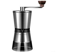 Besshepplo Molinillo de café manual de acero inoxidable 304 con rebabas ajustable, molinillo portátil de manivela para verter sobre prensa, camping, viajes, perilla de nogal plateado, contacto de