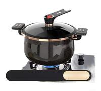 Besshepplo Olla de sopa de hierro fundido esmaltado de 7 L con tapa de vidrio, recipiente de cocina de gran capacidad para estufas eléctricas de inducción de gas, blanco (7 L negro)