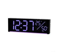 Besshepplo Reloj de pared digital grande con pantalla LED RGB que cambia de color, brillo ajustable, temporizador de cuenta regresiva, fecha de temperatura, para sala de estar, cocina, dormitorio