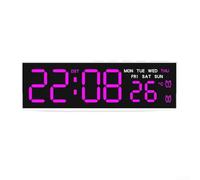 Besshepplo Reloj de Pared Digital LED Grande Que Muestra la Temperatura, la Fecha, el día de la Semana y la Hora, con Alarma y Brillo Ajustable para una Visibilidad Clara (G)