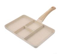 Besshepplo Sartén de piedra Maifan con 4 cavidades para huevos y carne, sin revestimiento, distribución uniforme del calor, utensilios de cocina para desayuno, blanco o negro, 37 x 27 cm (blanco)