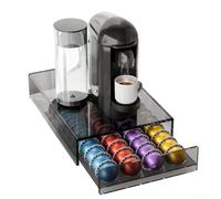 Besshepplo Soporte acrílico negro para cápsulas de café para máquinas compatibles, caja de almacenamiento de 40 cápsulas con guía deslizante suave y mango moderno minimalista organizador de cocina