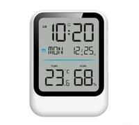 Besshepplo Termómetro digital higrómetro interior Pantalla grande Reloj electrónico Temperatura Humedad Monitor de pared Montaje en escritorio en casa Oficina Dormitorio Sala de estar ABS Negro