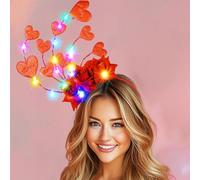 Bessney Diadema con forma de corazón con luz LED brillante, diadema de rosa roja, día de San Valentín, tocado, carnaval, festival, fiesta, accesorios para el cabello para mujeres