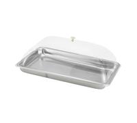 BESSTUUP Bandeja de Acero Inoxidable con Tapa Transparente, Rectangular Resistente al Polvo, para Alimentos, Banquetes y Cocina- 50x35x5cm