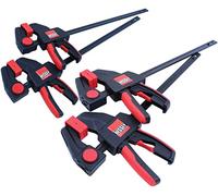 Bessy RES01 Juego de abrazaderas, abrazaderas de gatillo de uso general con mango compuesto, 2 x 6 pulgadas (100 libras) y 2 x 12 pulgadas, rojo y negro