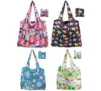 Bessy Shop Bolsas Reutilizables, 4 Piezas Grandes y Plegables de Comestibles, Lavables y Ecológicas para Uso Diario y Almacenamiento