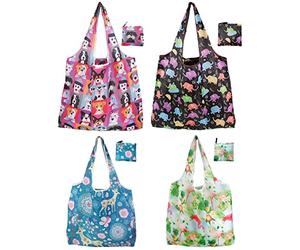 Bessy Shop Bolsas Reutilizables, 4 Piezas Grandes y Plegables de Comestibles, Lavables y Ecológicas para Uso Diario y Almacenamiento