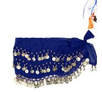Bessy shop Cinturón de Baile de estómago para Mujeres,Cinturón de Danza del Vientre para Damas con Monedas Cinturón para Danza India Disfraz de Baile de Vientre Falda de Toalla de Cadera (Azul)