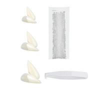 Bessy shop Dientes Falsos de Vampiro,3 Pares Blood Sucker Colmillos con Pellets Adhesivos para Accesorios de Fiesta de Cosplay Colmillos de Fiesta de Halloween, 13/15/17 mm.