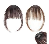 Bessy shop Flequillo Postizo,2 Piezas Flequillo Postizo Pelo Natural Flequillos de Extensiones de Cabello Humano Clip con Patillas Cabello para Mujeres Color Natural Marrón Negro