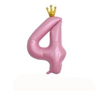 Bessy shop Globo Número 4 Rosa 40 Pulgadas Globo Cumpleaños Infantil con Corona Decoración para Aniversario o Party