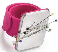 Bessy shop Pulsera de silicona magnética, 1 almohadilla magnética para alfiletero, cojín cuadrado con pulsera de silicona para bordado DIY