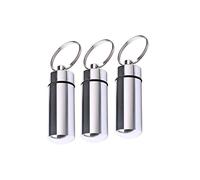 Bessy shop Recipiente pequeño para píldoras,3 Piezas Pastilleros Llavero Contenedor de píldoras Impermeable contenedor de píldoras contenedor de Aluminio para Viajes al Aire Libre, Acampar.