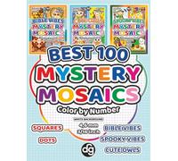 BEST 100 Bible Vibes, Spooky Vibes & Cute Owls Mystery Mosaic Color by Number for Adults & Teens: Pixel Art Hidden Pictures with Squares and Dots for ... for Relaxation and Creative Stress Relief