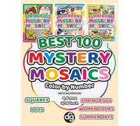 BEST 100 Spring Eggs, Women Looks and Summer Days Mystery Mosaic Color by Number for Adults & Teens: Pixel Art Hidden Pictures with Squares and Dots ... for Relaxation and Creative Stress Relief