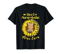 Best Airedale Terrier Dog Mom Ever Sunflower Funny Paw Lover Camiseta