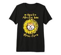 Best Akita Inu Dog Mom Ever Sunflower Funny Paw Lover Camiseta Premium
