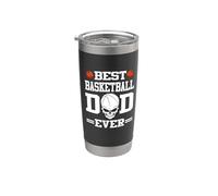 Best Basketball Dad Ever Skull Player Funny Fathers Day Vaso térmico de acero inoxidable de doble pared