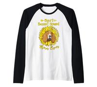 Best Basset Hound Dog Mom Ever Sunflower Funny Paw Lover Camiseta Manga Raglan