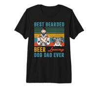 Best Bearded Beer Loving Dog Dad Ever Papillon Dog Lover Camiseta Premium