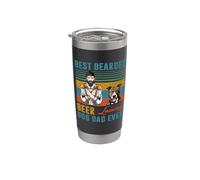 Best Bearded Beer Loving Dog Dad Ever Pit Bull Pet Lover Vaso térmico de acero inoxidable de doble pared