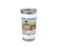 Best Bearded Beer Loving Dog Dad Ever Shetland Sheepdog Vaso térmico de acero inoxidable de doble pared