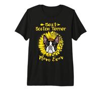 Best Boston Terrier Dog Mom Ever Sunflower Funny Paw Lover Camiseta Premium