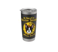 Best Boston Terrier Dog Mom Ever Sunflower Funny Paw Lover Vaso térmico de acero inoxidable de doble pared