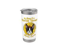 Best Boston Terrier Dog Mom Ever Sunflower Funny Paw Lover Vaso térmico de acero inoxidable de doble pared