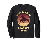 Best Buckin' Grandpa Western Rodeo Cowboy Bucking Horse Manga Larga
