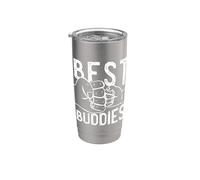 Best Buddies Manos Padres e Hijos Tío Sobrino Meme Vaso térmico de acero inoxidable de doble pared